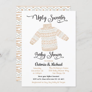 Scandinavian Ugly Sweater Baby shower Invitation Kaart
