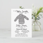Scandinavian Ugly Sweater Baby shower Invitation Kaart (Staand voorkant)