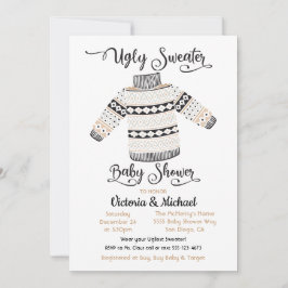 Scandinavian Ugly Sweater Baby shower Invitation Kaart