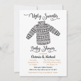 Scandinavian Ugly Sweater Baby shower Invitation Kaart
