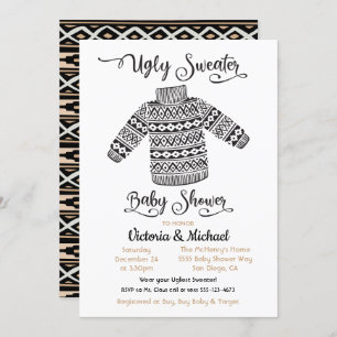 Scandinavian Ugly Sweater Baby shower Invitation Kaart