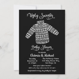 Scandinavian Ugly Sweater Baby shower Invitation Kaart