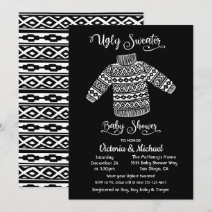 Scandinavian Ugly Sweater Baby shower Invitation Kaart