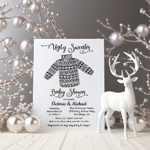 Scandinavian Ugly Sweater Baby shower Invitation Kaart