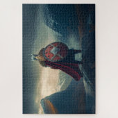 Scandinavian Viking in Chain Mail Viewing Fjord AI Legpuzzel (Verticaal)