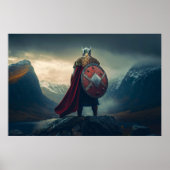 Scandinavian Viking in Chain Mail Viewing Fjord Poster (Voorkant)
