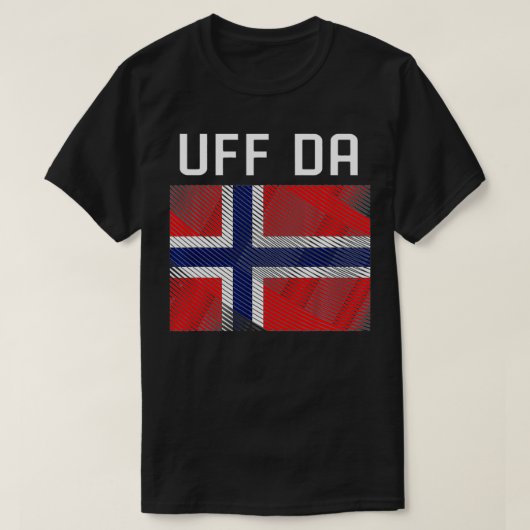 Scandinavian Viking Noorse vlag Uff Da T-shirt (Design voorkant)