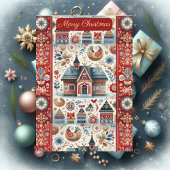 Scandinavian Village Nordic Art Christmas Cottage  Feestdagenkaart