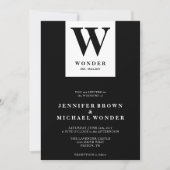 Scandinavian Wedding Monogram Black Kaart (Voorkant)