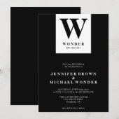 Scandinavian Wedding Monogram Black Kaart (Voorkant / Achterkant)