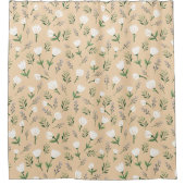 Scandinavian white Floral Douchegordijn (Voorkant)