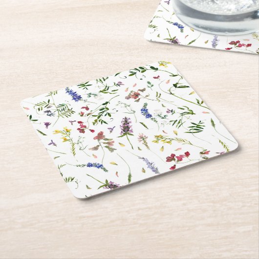 Scandinavian Wildbloemen Meadow Kartonnen Onderzetters (Schuin)