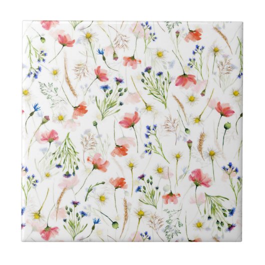 Scandinavian Wildbloemen Meadow Tegeltje (Voorkant)