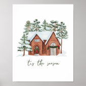 Scandinavian Winter Pine Forest Boerderij House Ho Poster (Voorkant)