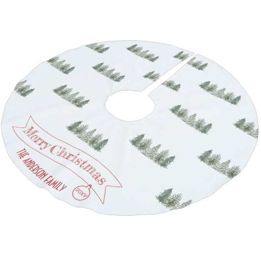 Scandinavian Winter Pine Tree Merry Christmas Kerstboom Rok (Gekanteld)
