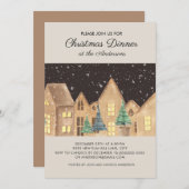 Scandinavian Winter Snow Village Kerstdiner Kaart (Voorkant / Achterkant)