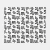 Scandinavian Woodland Animal Art Gray Pattern Fleece Deken (Voorkant (Horizontaal))
