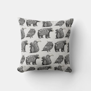 Scandinavian Woodland Animal Art Gray Pattern Kussen