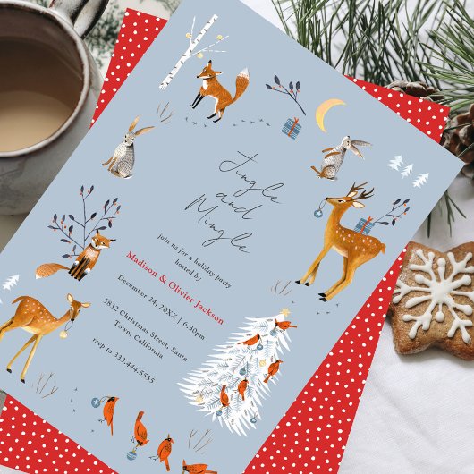 Scandinavian Woodland Animals Christmas Party Kaart
