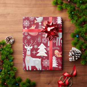 Scandinavian Woodland Animals Kerstfeestdag Cadeaupapier