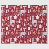 Scandinavian Woodland Animals Kerstfeestdag Cadeaupapier (Vlak)