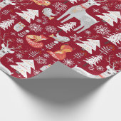 Scandinavian Woodland Animals Kerstfeestdag Cadeaupapier (Hoek)