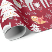 Scandinavian Woodland Animals Kerstfeestdag Cadeaupapier (Rol Hoek)