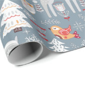 Scandinavian Woodland Animals Kerstfeestdag Cadeaupapier (Rol Hoek)