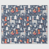 Scandinavian Woodland Animals Kerstfeestdag Cadeaupapier (Vlak)