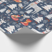 Scandinavian Woodland Animals Kerstfeestdag Cadeaupapier (Hoek)