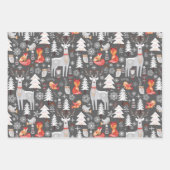 Scandinavian Woodland Animals Kerstfeestdag Inpakpapier Vel (Voorkant 2)