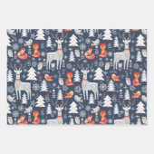 Scandinavian Woodland Animals Kerstfeestdag Inpakpapier Vel (Voorkant)