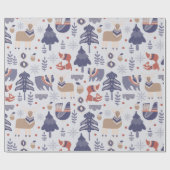Scandinavian Woodland Animals Kerstmis Cadeaupapier (Vlak)