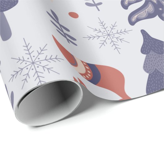 Scandinavian Woodland Animals Kerstmis Cadeaupapier (Rol Hoek)