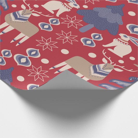 Scandinavian Woodland Animals Kerstmis Cadeaupapier (Hoek)