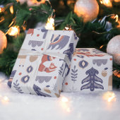 Scandinavian Woodland Animals Kerstmis Cadeaupapier