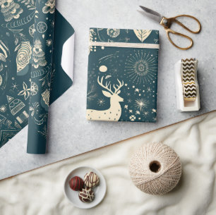 Scandinavian Woodland Animals Kerstmis Cadeaupapier
