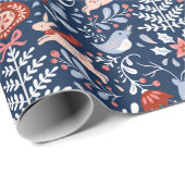 Scandinavian Woodland Animals Kerstmis Cadeaupapier (Rol Hoek)