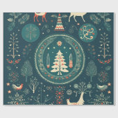 Scandinavian Woodland Animals Kerstmis Cadeaupapier (Vlak)