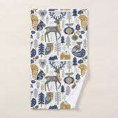 Scandinavian Woodland Animals Sneeuwvlokken Kerstm Bad Handdoek (Handdoek)