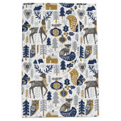 Scandinavian Woodland Animals Snowflakes Christmas Medium Cadeauzakje (Voorkant)