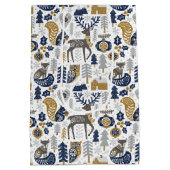 Scandinavian Woodland Animals Snowflakes Christmas Medium Cadeauzakje (Achterkant)