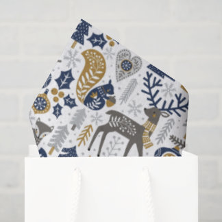 Scandinavian Woodland Animals Snowflakes Christmas Tissuepapier