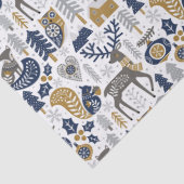 Scandinavian Woodland Animals Snowflakes Christmas Tissuepapier (Detail)