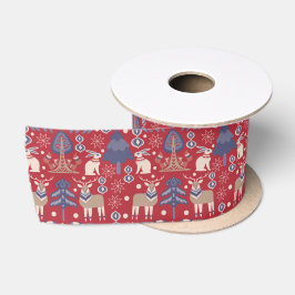 Scandinavian Woodland Christmas Animal Satijnen Lint