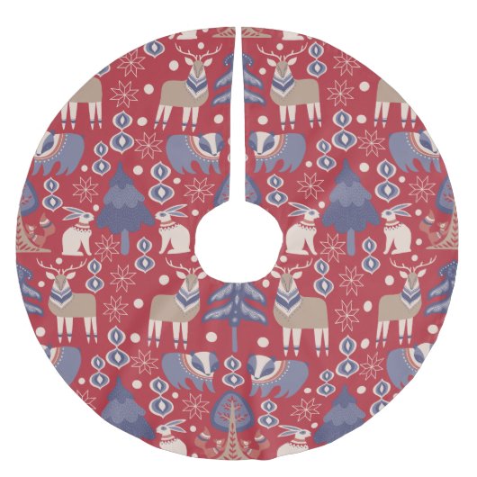 Scandinavian Woodland Winter Kerstmis Herten Kerstboom Rok (Voorkant)