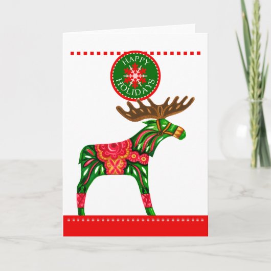 Scandinavian Xmas Elk Folded Wenskaart Kaart (Voorkant)