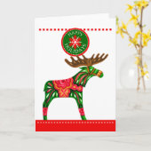 Scandinavian Xmas Elk Folded Wenskaart Kaart (Gele Bloem)