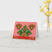 Scandinavian Xmas God jul vouwde Wenskaart 2 Kaart (Gele Bloem)