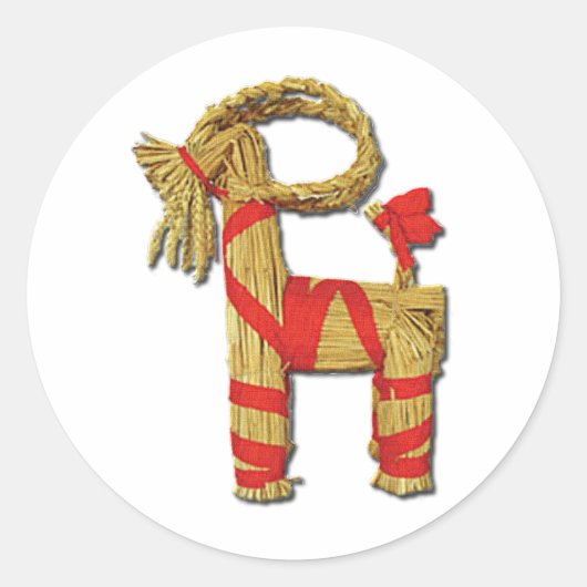 Scandinavian Yule Goat Ronde Sticker (Voorkant)